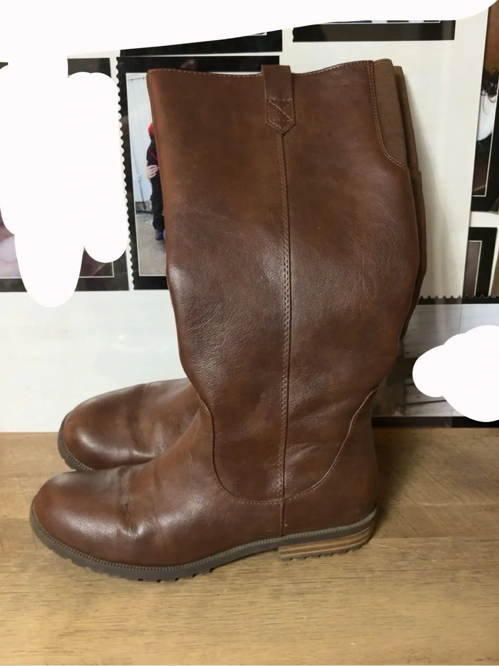 Kids Tall Leather Pull-On Boots - Brown